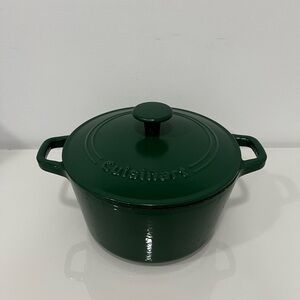 Vintage Cuisinart Dark Green Cast Iron Dutch Oven 3QT 2.5L USED